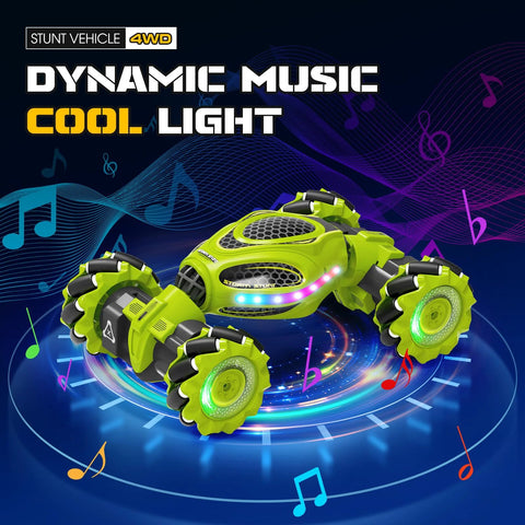 gesture control RC stunt car with lights and music, 4WD