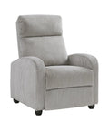 Cozy Corduroy Pushback Recliner Chair With Solid Wood Frame And Metal Base in light grey fabric, small single sofa for living room
