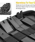 Close-up of straight pry bars in nylon automotive trim removal kit, showcasing moderate curve design for safe use.