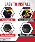 Open Splice Junction Box Two Pack For DIY Wiring With UL 514C Code Approved One Piece Polycarbonate Enclosure In Black