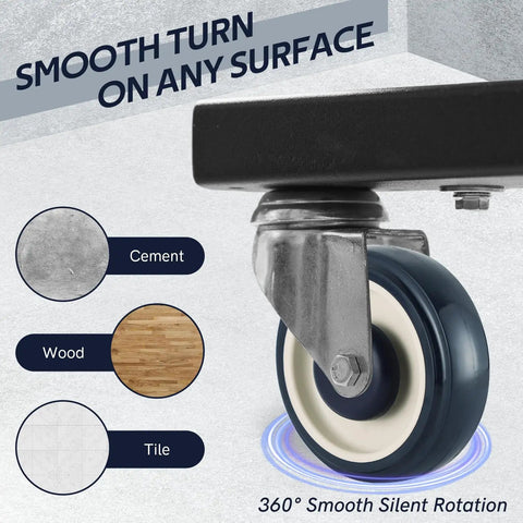 Slick 5 Inch Shopping Cart Caster Wheels 4 Pack Featuring Heavy Duty Polyurethane Tread And Precision Seal Bearings That Roll Like Butter Zero Hassle With Included Mounting Screws For Smooth Everyday Hauling In Blue