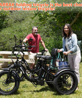 Couple with Fat Tire Electric Tricycle For Adults Foldable Three Wheel E Trike With Removable Battery And Large Basket 750W