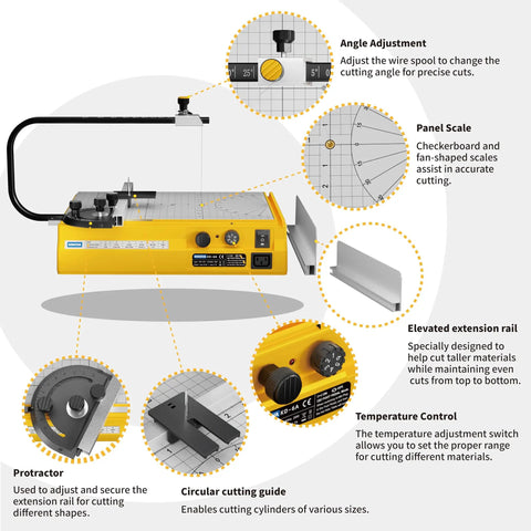 Hot Wire Foam Cutter With Elevated Cutting Table And Extendable Rail Pro Grade Temperature Control Up To 350 Degrees