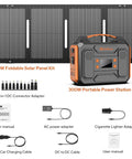 Portable Solar Generator 300W Power Station With Foldable 60W Solar Panel And 280Wh Battery Pack, Pure Sine Wave USB DC AC Outlets