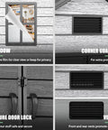 Close-up of 6 By 4.4 Ft Backyard Storage Shed With Floor Durable 16mm Resin Construction Weatherproof Lockable Tool Shelter features.