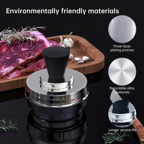 3-Piece Pressure Regulator Set For Pressure Cooker 5 10 15 Lb Adjustable Levels with stainless steel design, next to raw meat