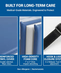 Close-up of Vinyl Bed Rail Pads 60 Inch Long By 15 Inch High Reinforced 2 Inch Thick with EZ Release Hook and Loop Straps.