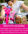 Image of Barbie 16 Inch Girls Bike For Kids Aged Five To Seven With Fun Stylish Design Sturdy Durable Frame And Easy Assembly Perfect For Beginners Learning To Ride And Build Confidence On The First Pedals, featuring a pink handlebar attachment with a doll seat and colorful graphics.
