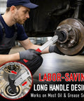 Two In One Bearing Packer And Seal Puller Tool Kit in use removing hub seal from vehicle wheel hub