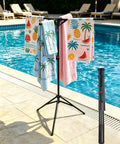 Outdoor Pool Towel Rack With Four Adjustable Arms Freestanding 51 To 71 Inches Height Foldable Drying Rack For Towels And Swim Gear