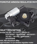 Automotive window lift motor for Mazda models on car background, includes OE 742802