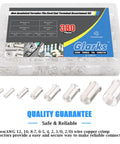 380 Pcs Wire Ferrule Kit With Eight Sizes From AWG 12 To 2/0 Copper Silver Plated Crimp Connectors Non Insulated End Terminals in Clear Box