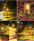 Rectangle Solar Pathway Lights Outdoor 6 Pack Super Bright Auto On Off No Fuss Landscape LED Lights illuminating walkway
