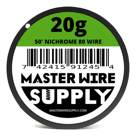 80-50 Wire 20 Gauge 50 Ft 0.81mm 0.032in High Temp Heater Wire For Hot Wire Foam Cutters And Do It Yourself Projects Made In USA 0.64 Ohms Per Foot Annealed Soft Round label