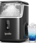 Chewable Cafe Style Nugget Ice Maker For Home And Office And RV 33 Lb Per Day Countertop Machine Self Cleaning Portable Black