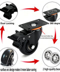 Built Tough 4 Inch Industrial Swivel Caster Wheels With Slam Lock Brakes Set Of 4 showing dual locking feature and 360-degree rotation.