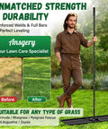 Person holding Heavy Duty Lawn Leveling Rake With 78 Inch Long Handle 36 By 12 Inch Head Ground Leveler on grass