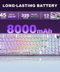 Smooth Wireless Mechanical Keyboard With Sleek Rotary Knob And Sick Tri Mode Sync For Effortless Multi Device Pairing Purple Crystal Switches Zero Lag Gaming Rig Built Different showcasing long-lasting 8000mAh battery.