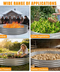 Beefy 48 Inch Fire Pit Ring Built From 0.8mm Galvanized Steel, Rust Resistant, for bonfires, gardening, and raising chickens.