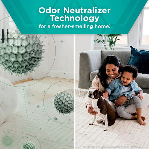 Illustration of Odor Neutralizer Cartridges Two Pack For Air Purifiers And Vacuum Cleaners With Technology next to family on couch