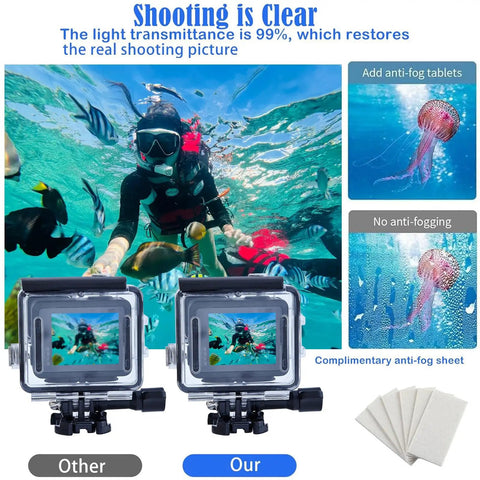 60m Waterproof Case For Hero 4K Action Camera Underwater Housing With Mount 196ft depth showing clear underwater photo