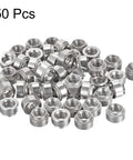 Top Drawer Heavy Duty Self Clinching Nuts Quarter 20 Thread Stainless Steel Rivet Nut With Round Head For Thin Sheet Metal And Quick Install Mounting Hardware Fifty Pack displayed in a pile.