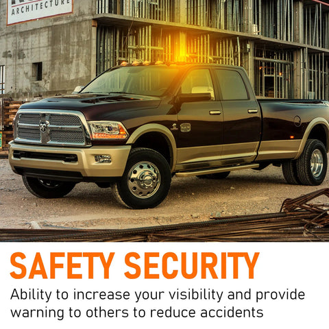 Truck with Magnetic Wireless Beacon Light With Rechargeable Battery, Emergency Strobe for Trucks and Vehicles, Amber Warning Light