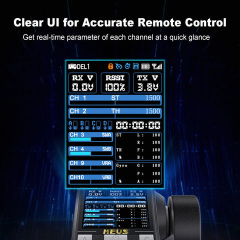 LCD interface on Beast 10 Channel RC Transmitter With 2.4Ghz Tech And Coach Mode For 1/8 1/10 1/18 1/24 Crawlers