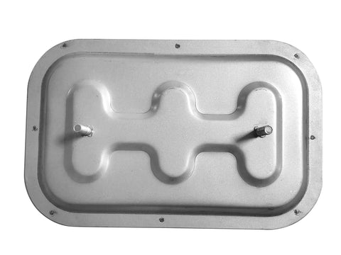 Duct access door 10x6 inches, high-temperature grease duct, metal finish, front view