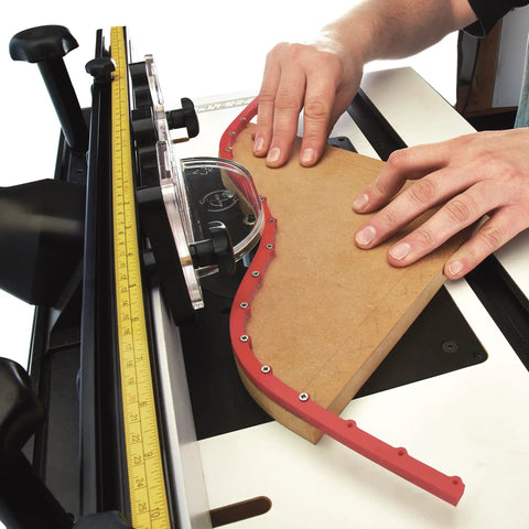 Total Game Changer Mini Flexible Curve Guide For Router Jobs, 39 Inch Extended Reach By 5/16 Inch Thin Profile used with router on MDF.