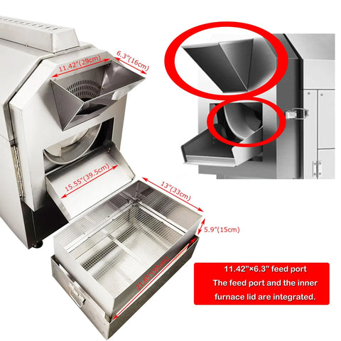 Heavy Duty Commercial Bean And Nut Roaster Machine For Home Or Cafe Use, Electric Chestnut Roasting Equipment, stainless steel feed port