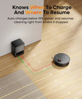 Robot Vacuum And Mop Combo With Self Emptying Station And 7000Pa Suction LiDAR Navigation 180 Minutes Runtime shown on hardwood floor.