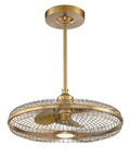 Industrial Cage Fandelier Ceiling Fan With Remote Control And Integrated Led Light Warm Brass Adjustable Stem with metal cage design.