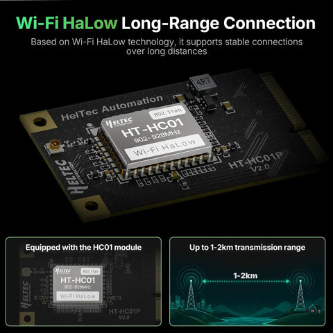 Badass Long Range Wifi Halow Module V2 with HT-HC01 chip for stable connections in IoT applications across 1-2km.