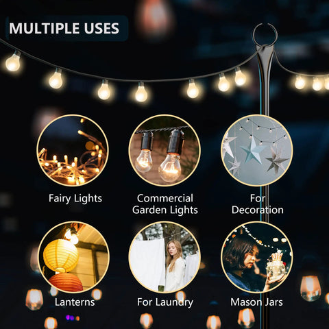 2 Pack 10Ft Spiral Screw In Outdoor String Light Poles For Patio And Garden No Fuss Install Durable Poles multiple uses