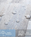 Water droplets on Peel And Stick Tile Backsplash Kit 102 Piece 3 By 6 Inch Distressed Wood Subway Planks showcasing waterproof feature.