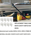 Straight Up Solid White Safety Switch Keys For Craftsman Table Saw And Radial Arm Shop Projects Kick Ass Knockout Replacement Parts With No Fuss Fit And Heavy Duty Construction For Every Weekend Warrior with 10 white plastic keys.