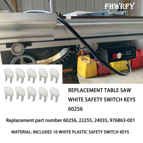 Straight Up Solid White Safety Switch Keys For Craftsman Table Saw And Radial Arm Shop Projects Kick Ass Knockout Replacement Parts With No Fuss Fit And Heavy Duty Construction For Every Weekend Warrior with 10 white plastic keys.