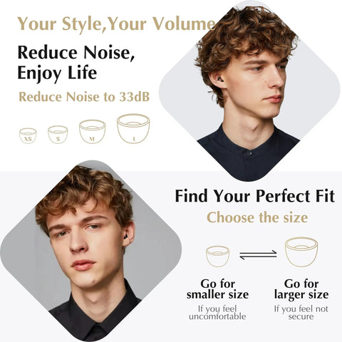 Man wearing Ultra Soft Sleep Ear Plugs For Quiet Nights And Restful Sleep Reusable Noise Reduction Ear Plugs With Comfortable Fit.