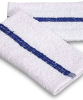 Soft Cotton Blend White Bar Mops For Restaurants And Kitchens 36 Pack With Blue Stripe 84 Percent Cotton 16 Percent Polyester