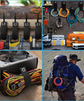 Heavy Duty Extension Cord Organizer Kit 12 Pack With 13 Inch Unfolded Straps Cord Wrap Hanger For Garage Tools Cable Hose Management Tangle Free Must Have Storage Essentials organizing tools and cables in a workshop and hiking gear.