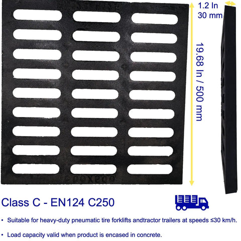 Beefy Ductile Iron Drain Grate 20x20 Inch For Driveway Channel Cover Black Square Metal Sewer Grate For Garage Outdoor