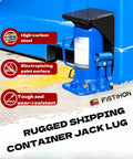 Premium Steel Container Jack Lug With Limiter Leveler featuring rugged blue design, high-carbon steel material for shipping crates.