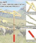 Fence Stretcher Bar Puller Kit 19.7ft Chain, 2200 Lbs Tensioner for Barbed and Chain Link Fences with non-slip handle