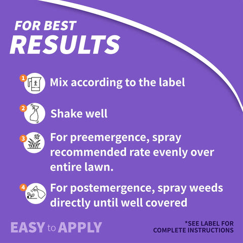Application instructions for Sedge Ender Concentrated Weed Killer For Lawns 16 Oz Fast Acting And Rainproof Lawn Friendly Formula