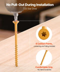 All Weather Tough Number 10 X 3 Inch Exterior Deck Screws 350 Count Pack with Torx T25 Star Drive shown in use during installation.