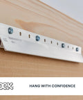 French Cleat Picture And Mirror Hanger With Hardware, 100 Lb Capacity, Aluminum Construction mounted on wooden surface