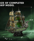 LED Flying Dutchman 3D Puzzle for Adults 360 Piece Ship Model Desk Decor, 27-inch spooky ghost ship display