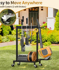 Beefed Up Cleaning Supplies Organizer And Broom Mop Holder Cart With Wheels For Laundry Garage And Closet Storage