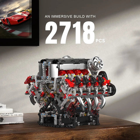 Dope V8 Engine Building Blocks Kit That Actually Runs With Battery And Motor 2718 Piece Engineering Model